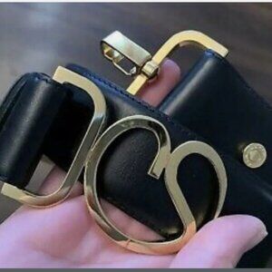 ST. JOHN MONOGRAM LOGO LEATHER BLACK BELT SMALL 32”